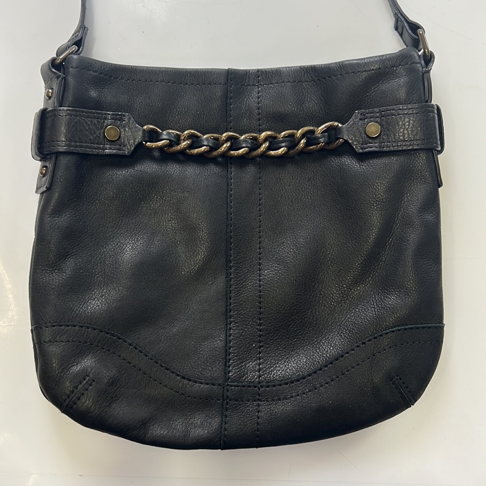 Leather black crossbody bag B41-6 - Picture 2 of 4